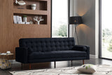 NNEDSZ Bed 3 Seater Button Tufted Lounge Set for Living Room Couch in Velvet Black Colour