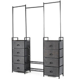 NNECW Fabric Drawer Dresser with Clothes Rail Shoe Rack