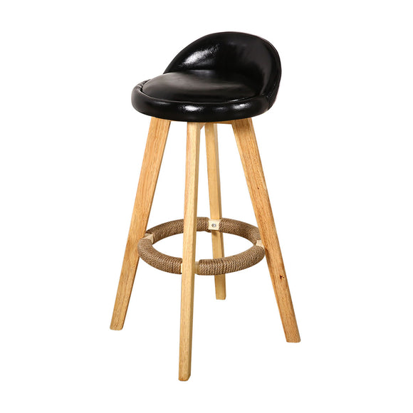 NNEIDS 2x Leather Swivel Bar Stool Kitchen Stool Dining Chair Barstools Black