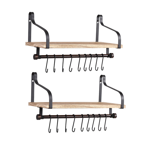 NNEIDS Floating Shelf Brackets Wall Shelves Mount Display Rack Storage Hook 2pcs