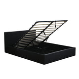 NNEIDS Bed Frame Gas Lift Premium Leather Base Mattress Storage Queen Size Black