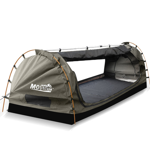 NNEIDS King Single Swag Camping Swags Canvas Dome Tent Free Standing Grey