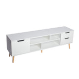 NNEIDS TV Cabinet Entertainment Unit Stand Storage Drawers Wooden Shelf White