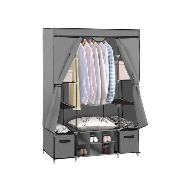NNEIDS Portable Wardrobes Shoe Rack Large Clothes Cabinet Closet Storage Grey