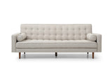 NNEDSZ Bed 3 Seater Button Tufted Lounge Set for Living Room Couch in Fabric Beige Colour