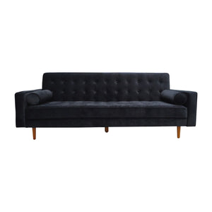 NNEDSZ Bed 3 Seater Button Tufted Lounge Set for Living Room Couch in Velvet Black Colour