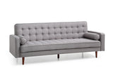 NNEDSZ Bed 3 Seater Button Tufted Lounge Set for Living Room Couch in Fabric Grey Colour