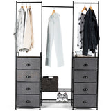 NNECW Fabric Drawer Dresser with Clothes Rail Shoe Rack
