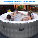 NNECW Gray Inflatable Hot Tub Spa with Pool Cover for Indoor and Outdoor Use