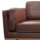 NNEDSZ Seater Armchair Faux Leather Sofa Modern Lounge Accent Chair in Brown with Wooden Frame