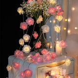 NNETM LED Foam Rose Flower String Lights - Touch-Controlled Small Lantern (Pink & White)