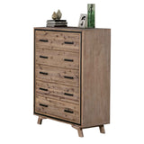 NNEDSZ with 5 Storage Drawers Solid Acacia Wooden Frame in Silver Brush Colour