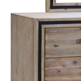 NNEDSZ with 6 Storage Drawers in Solid Acacia With Mirror in Silver Brush Colour