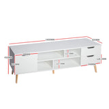 NNEIDS TV Cabinet Entertainment Unit Stand Storage Drawers Wooden Shelf White