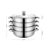 NNEIDS 4 Tier Stainless Steel Steamer Meat Vegetable Cooking Steam Hot Pot Kitchen Tool