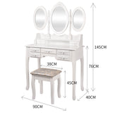 NNEIDS Dressing Table Jewellery Organiser Mirror Makeup Drawer Bedroom Furniture