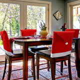 NNETM 4Pcs Christmas Chair Covers - Santa Claus Red Hat Snowflake Chair Xmas Cap