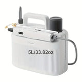NNETM Portable Electric Sprayer with Adjustable Brass Nozzle - 5L/33.82oz Capacity, White