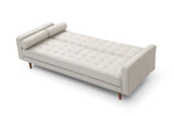 NNEDSZ Bed 3 Seater Button Tufted Lounge Set for Living Room Couch in Fabric Beige Colour