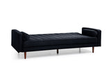 NNEDSZ Bed 3 Seater Button Tufted Lounge Set for Living Room Couch in Velvet Black Colour