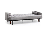 NNEDSZ Bed 3 Seater Button Tufted Lounge Set for Living Room Couch in Fabric Grey Colour