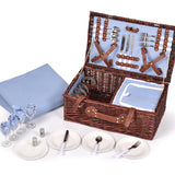 NNEIDS Picnic Basket 4 Person Baskets Set Insulated Wicker Outdoor Blanket Gift Storage