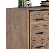 NNEDSZ with 5 Storage Drawers Solid Acacia Wooden Frame in Silver Brush Colour