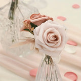 NNETM 25pcs Real Touch Cinnamon Combination Artificial Rose Flower Arrangement - Warm Taupe & Nude