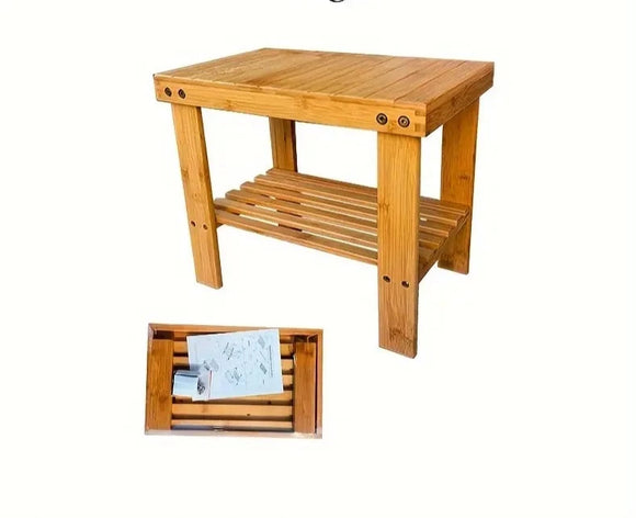 NNETM 1 pc Bamboo Gardening Work Bench - Sturdy, Natural Color