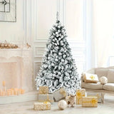 NNETM High-End 180cm Christmas White Simulation Artificial Snow Cedar Tree with 600 Branches