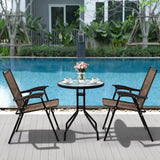 NNECW 3 Piece Patio Bistro Set Round Table and 2 Folding Chairs for Home Yard Deck