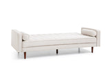 NNEDSZ Bed 3 Seater Button Tufted Lounge Set for Living Room Couch in Fabric Beige Colour