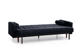 NNEDSZ Bed 3 Seater Button Tufted Lounge Set for Living Room Couch in Velvet Black Colour