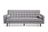 NNEDSZ Bed 3 Seater Button Tufted Lounge Set for Living Room Couch in Fabric Grey Colour