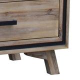 NNEDSZ with 6 Storage Drawers in Solid Acacia With Mirror in Silver Brush Colour