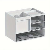 NNETM Modern White Desktop Office Desk Storage Box with Drawers - Rust Resistant