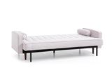 NNEDSZ Bed 3 Seater Button Tufted Lounge Set for Living Room Couch in Fabric Beige Colour
