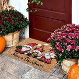NNETM Cheerful Christmas Gnome Welcome Doormat | Indoor/Outdoor Washable Rug