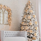 NNETM 12pcs Glitter Christmas Tree Poinsettias - Festive Decorations with Clips and Stems