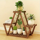 NNETM Wooden Triangular Plant Stand - Multi-Tier Flower Display Holder