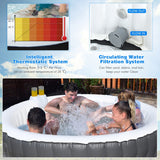 NNECW Gray Inflatable Hot Tub Spa with Pool Cover for Indoor and Outdoor Use
