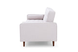 NNEDSZ Bed 3 Seater Button Tufted Lounge Set for Living Room Couch in Fabric Beige Colour