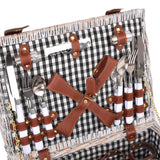 NNEIDS 4 Person Picnic Basket Baskets Set Outdoor Blanket Deluxe Wicker Gift Storage