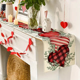 NNETM Eucalyptus Hearts & Leaves Printed Linen Table Runner(33.02*274.32cm)