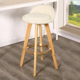 NNEIDS 2x Fabric Swivel Bar Stool Kitchen Stool Dining Chair Barstools Cream
