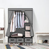 NNEIDS Portable Clothes Closet Wardrobe Grey Storage Cloth Organiser Unit Shelf Rack