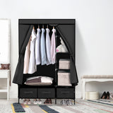 NNEIDS Portable Clothes Closet Wardrobe Black Storage Cloth Organiser Unit Shelf Rack