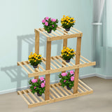 NNEIDS 3 Tiers Premium Bamboo Wooden Plant Stand In/outdoor Garden Planter Flower shelf