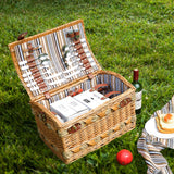 NNEIDS 4 Person Picnic Basket Baskets Set Outdoor Blanket Deluxe Gift Storage