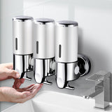 NNEIDS 3 Bottles Bathroom Shower Soap Shampoo Gel Dispenser Pump Wall 1500ml Silver